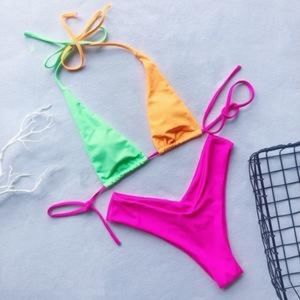 Tri-color 2 piece bikini set